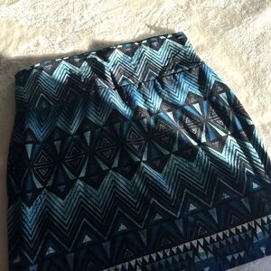 Geometric Blue & Black Bodycon Skirt